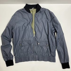 Vintage Morphine Generation Gray Windbreaker  Bomber Jacket Green Lining Sz L